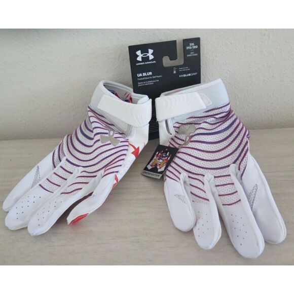 Under Armour Blur 1360947 Men Sz 2XL Multi GlueGrip Football Skill Player Gloves - Picture 1 of 5